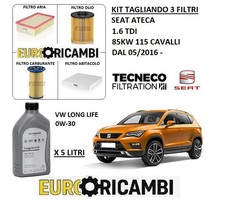 KIT TAGLIANDO 4 FILTRI E OLIO ORIGINALE VW PER SEAT ATECA 1.6 TDI 85KW 115 CV