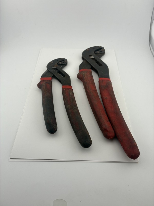 Lot of 2 Tongue & Groove Pliers Adjustable Water Pump Pipe Pliers 10" & 12" Red 