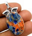 Natural Sodalite 925 Solid Genuine Sterling Silver Pendant Jewelry @13-5