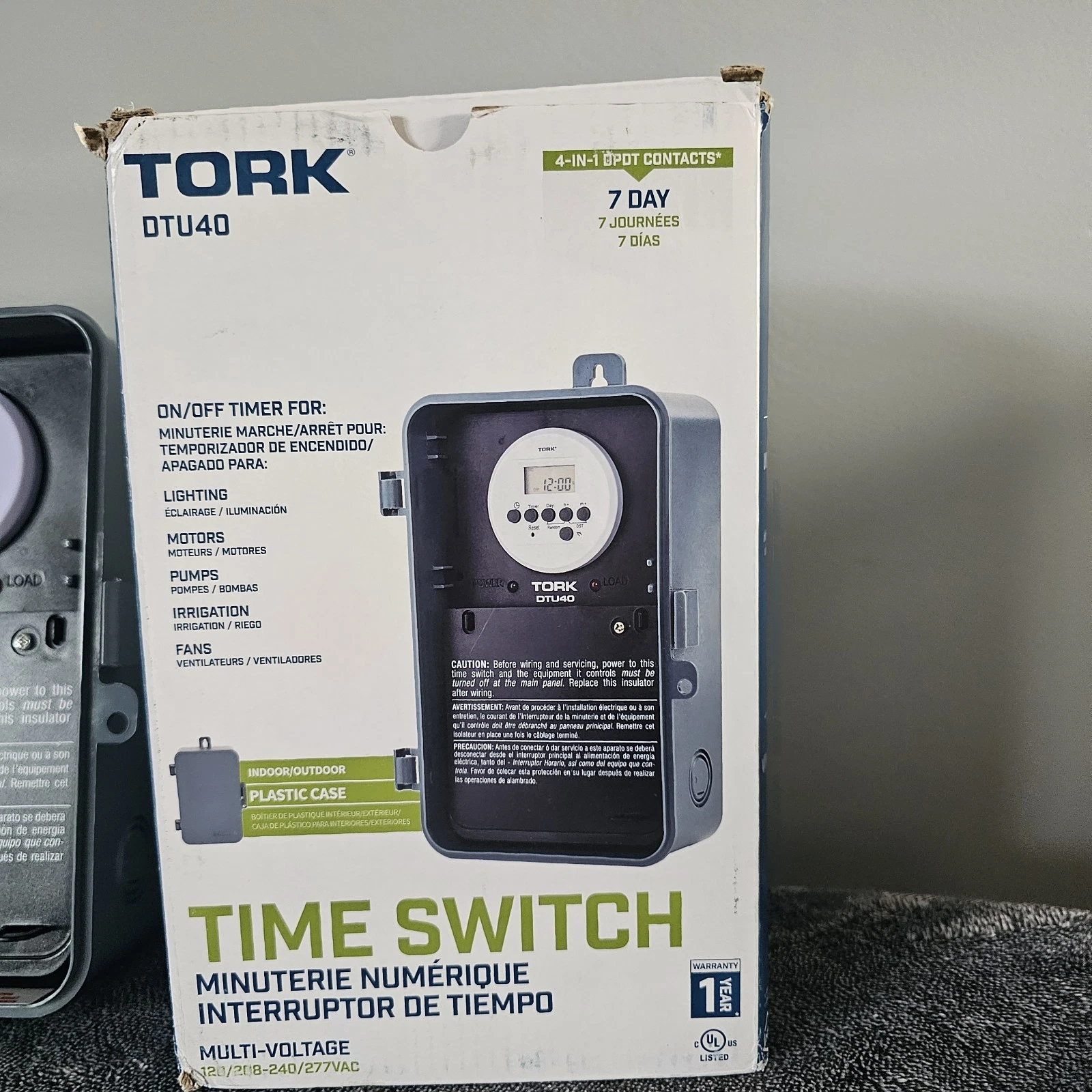 Nsi Tork DTU40 Electromechanical Timer 7 Day Dual Time Switch Indoor/Outdoor