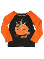 Toddler Girls Boo-Nicorn Pumpkin Unicorn Glitter Halloween Long Sleeve Shirt 2T