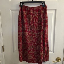 Talbots Vintage Midi Wrap Paisley Red Skirt Petite 90s Equestrian Size 6 Friends