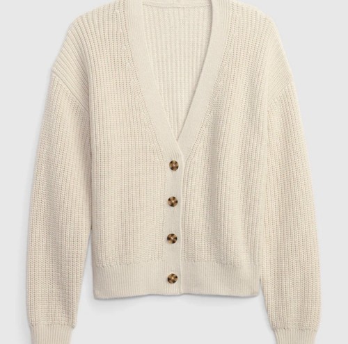 NWT GAP Women’s XXL Beige Shaker Stitch Cardigan Soft Cotton NEW - Picture 3 of 16