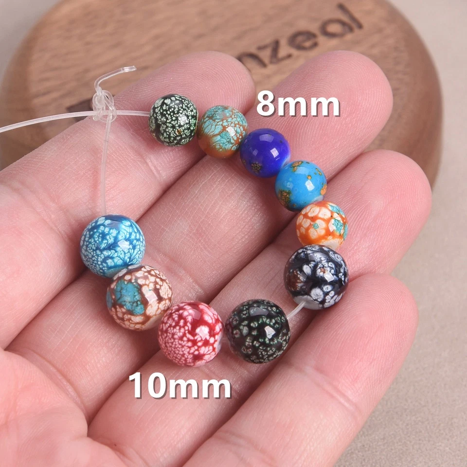 8mm 10mm Round Colorful Coated Loose Glass Craft Beads lot DIY Jewelry Findings - Image 4 of 4