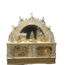 Kurt Adler Battery-Operated Lighted LED Wooden Village House w/ Ice Skiers, 18"