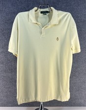 Vintage Lauren Ralph Lauren Polo Shirt Yellow Men Size M Green Label Made in USA