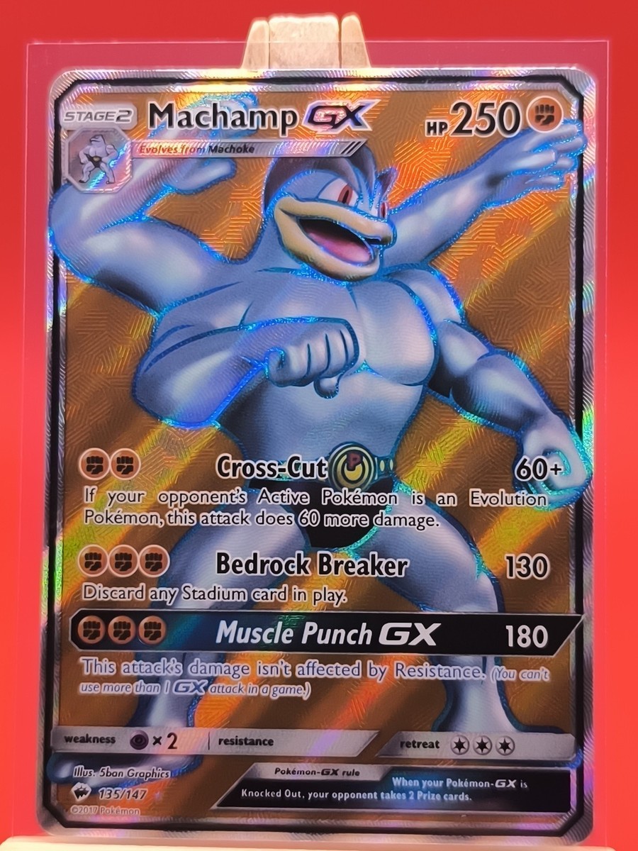 Machamp GX 135/147 Full Art Ultra Rare Holo Burning Shadows Pokemon Card