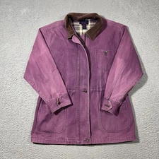 VTG Denim & Co Sz M Purple Jacket Canvas Chore 90s Barn Coat Work Wear Corduroy