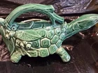 McCoy Watering Can Turtle Pottery Green Glazed USA Pottery Vintage