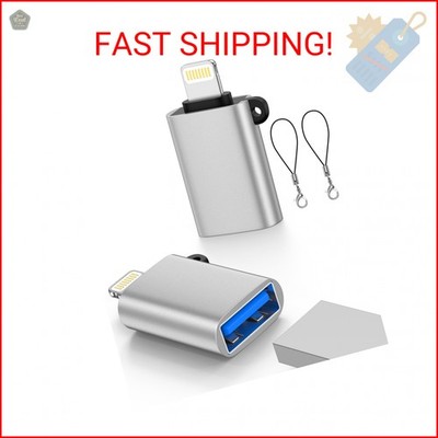 Lightning Male to USB Female Adapter, USB to iPhone OTG Dongle Adapter, 2-Pack U