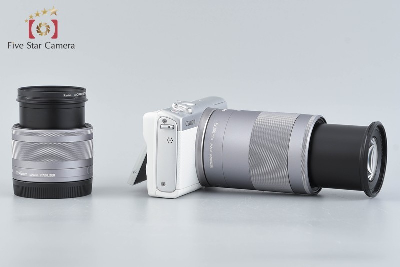 Canon EOS M100 White 24.2 MP Digital Camera EF-M 15-45 55-200