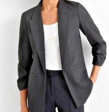 Mode FASHION NEU Schwarz Blazer Jacke Raffung Geraffte Arme Ärmel XXL 48 50 