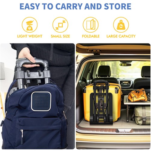 Two Hand Cart Folding Hand Truck Lightweight Portable Cart,2 Wheels Fold Up Hand Cart ...