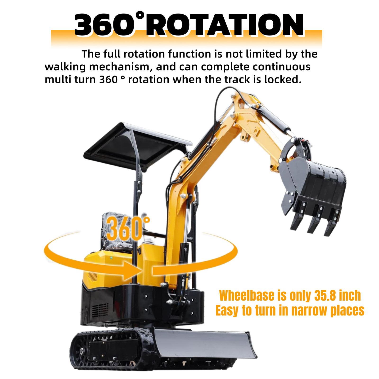 1 TON Mini Hydraulic Excavator For Sale 13.5HP Mini Digger with Gas EPA Engine