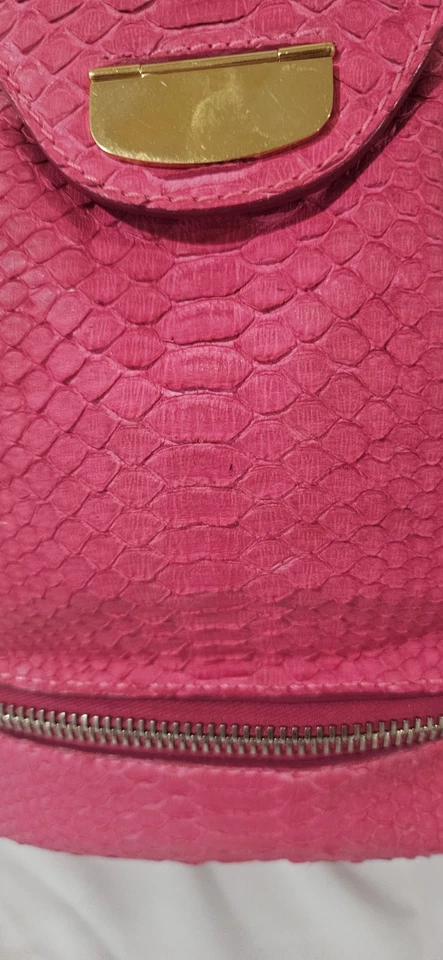 Tyler Ellis Debi Mochila Cartera Bolso de Mano Rosa Pitón Piel de Serpiente Herrajes Dorados Foto 2 de 4