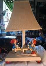 Vintage Raggedy Ann & Andy Musical Moveable See Saw Teeter Totter Table Lamp