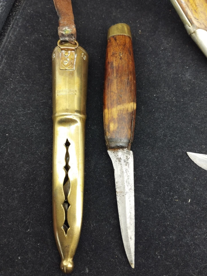 5 Antike Finnenmesser Kauhava Puukko Pferdekopf Rauhava Eskilstuna Damastklinge - Bild 3 von 4