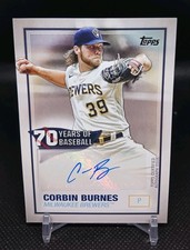 2021 Topps - 70 Years of Baseball Autographs Corbin Burnes #70YA-CB (AU)