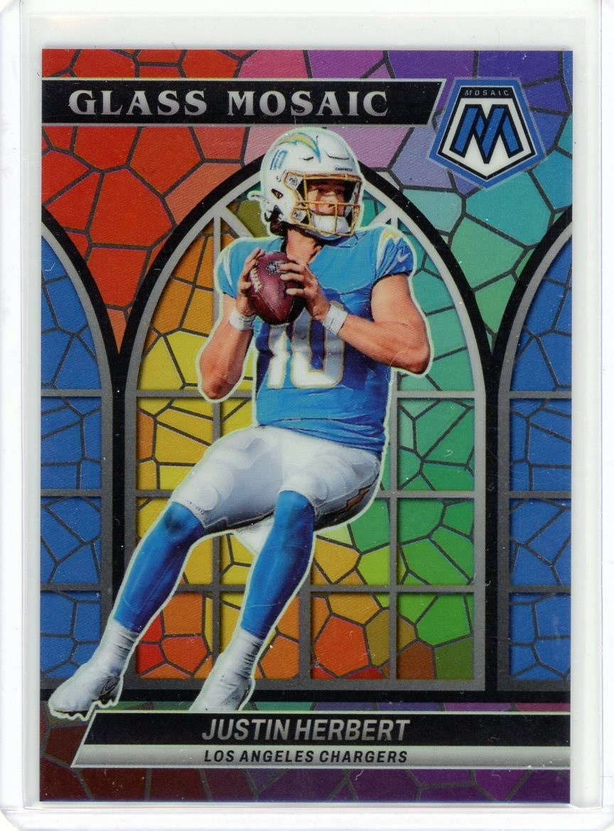 2022 Panini Mosaic Justin Herbert Stained Glass Mosaic SSP LA Chargers #GM-2