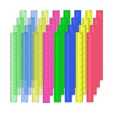 12 Inch Plastic Rulers, 32 PCS Transparent Assorted Color Metric Bulk7724