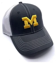 MICHIGAN WOLVERINES HAT TWO TONE MESH TRUCKER LOGO NCAA FOOTBALL NEW CAP