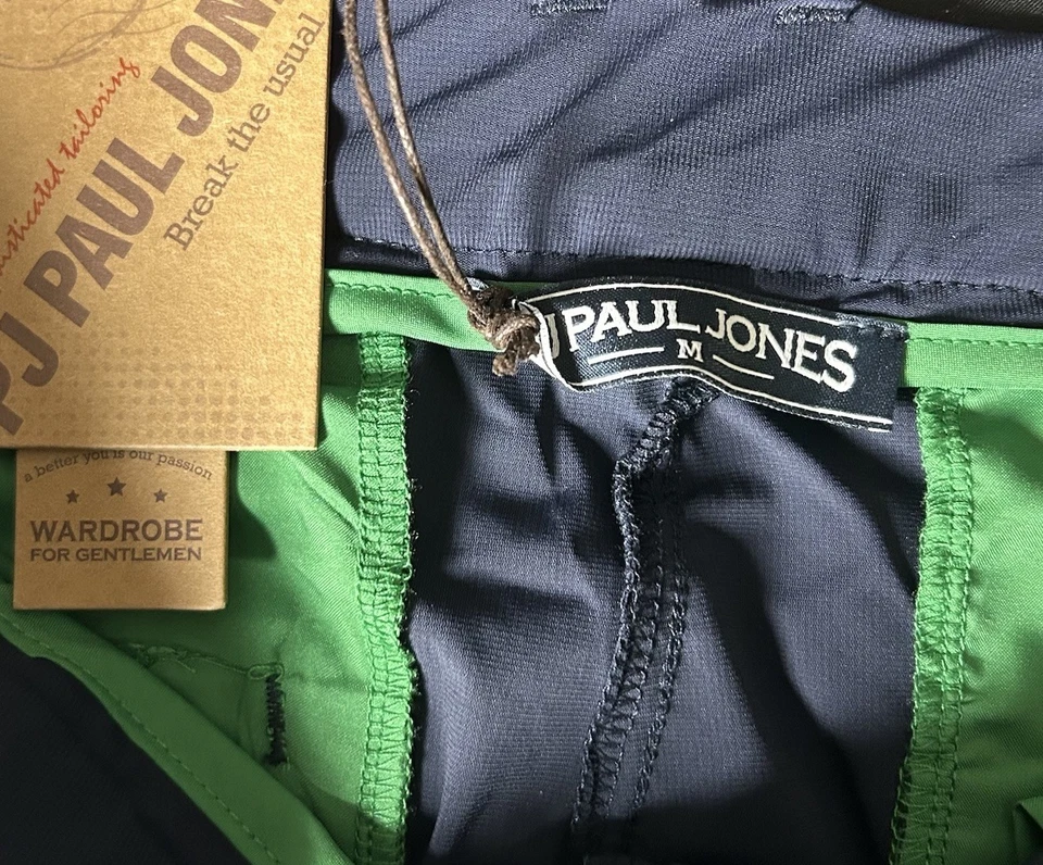 PJ Paul Jones 男式中号蓝色打褶弹力裤 — 第 3/4 张图片