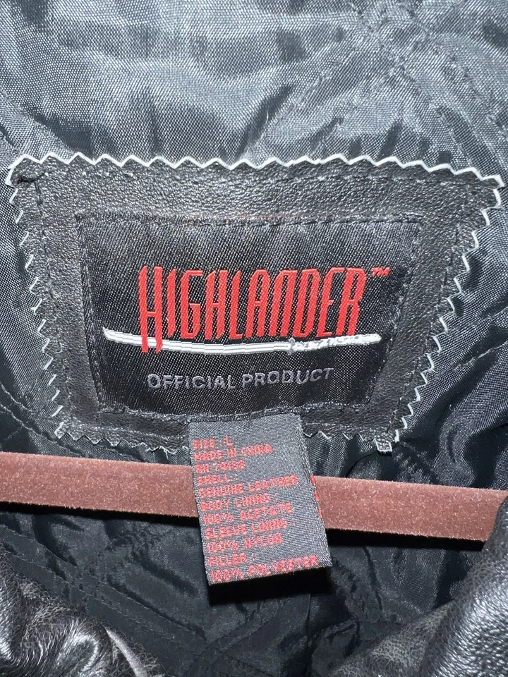 Jaqueta de couro Highlander vintage anos 90 preta casaco grande 10º aniversário oficial - Imagem 3 de 3