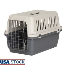 Small Pet Kennel Airline Approved Durable Travel Crate W/ Dishes  Stickers New