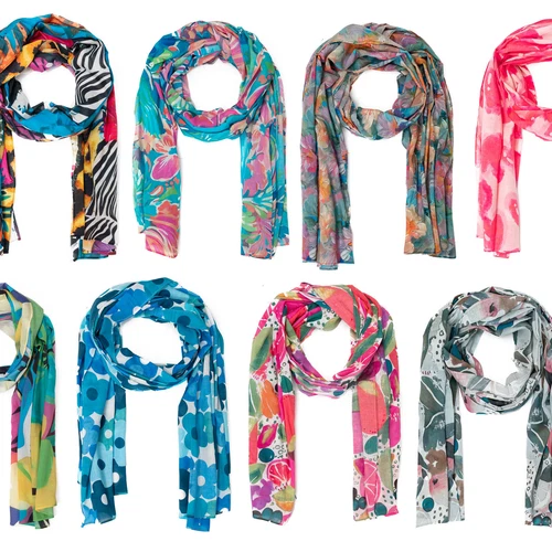 Womens Lightweight Scarf Cotton Print Floral Summer Spring Shawl Multicoloured