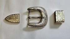 Vintage Taxco .925 Sterling Silver Belt Buckle Set