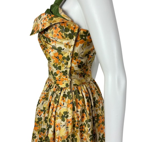 Vintage 50s Floral Dress Women's Extra Small Petal Bust Autumnal Colors Sundress - Picture 5 of 13
