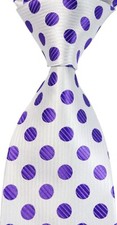 Men's Classic Tie Polka Big Dot White Purple JACQUARD WOVEN 100 Silk Necktie