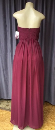 David's Bridal weinrot Chiffon trägerlos volle Länge Kleid Größe 2 neu mit Etikett $ 159,95 - Bild 3 von 8