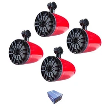 8" 125 Watt RMS 4-Ohm Marine Towers with Integrated RBG Lights Red 2 Pair DS18