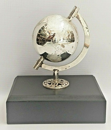 DREIDEL HANDMADE STERLING SILVER SEVIVON GLOBE ON WOOD STAND HANDMADE BY S.KATAN - Picture 4 of 7