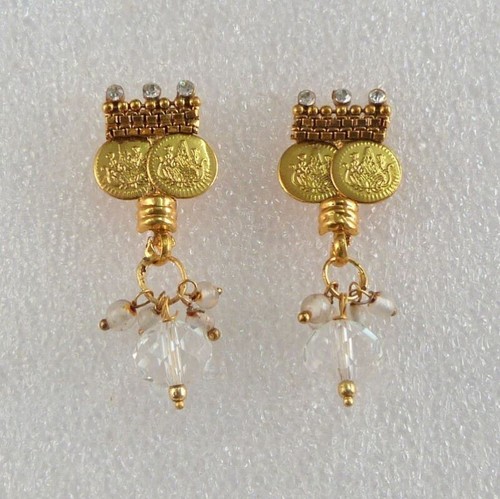 Laxmi Coin Gold Indian Ethnic Necklace Earrings Wedding Party Jewelry set - 第 3/3 張圖片