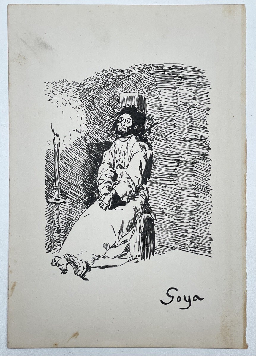 Francisco Goya (Handmade) Drawing On old Paper Signed Francisco Goya (Handmade) Drawing On old Paper Signed