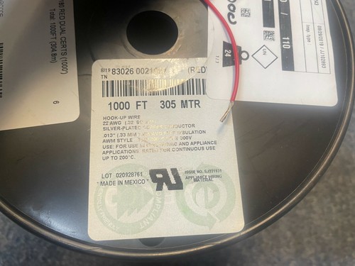 1000 piedi Belden 83026 0021000 filo di collegamento 22 AWG rosso 300 V - Foto 2 di 2