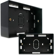 Double Gang Backbox 32mm PVC Plastic Wall Surface Mount Twin Plate BLACK