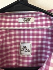 Peter Millar XL Shirt Mens White And Pink Gingham Check Button-Down