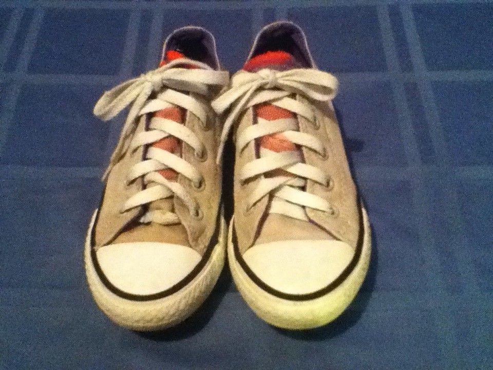 Converse All Star shoes Size 12.5 gray sneakers tennis lace ruffled tongue girls thumbnail 5