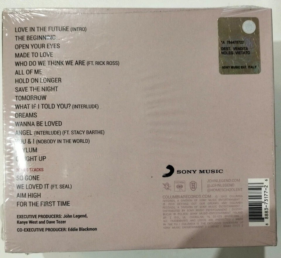 Cd John Legend - Love in the future -Digipack Nuovo sigillato - Immagine 2 di 2