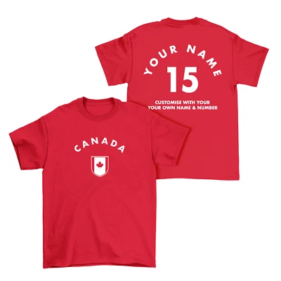 TEE SPIRIT CANADA Personalised T-Shirt Name/Number Mens Kids Baby Womens Football Rugby Kit