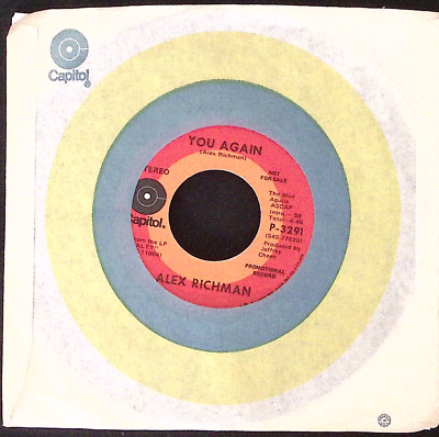 ALEX RICHMAN A LITTLE BIT KINDER/YOU AGAIN CAPITOL REC. VINYL 45 VG 42-63
