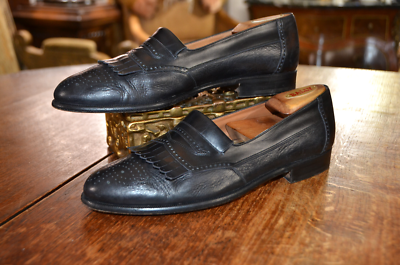 Bally Black Leather Slip On Kiltie Loafers Dress Shoes 10 Bally Men main image 4
