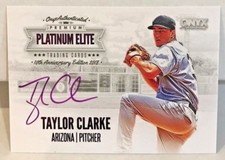 Taylor Clarke 2018 Onyx Platinum Elite PURPLE INK on-card Autograph Auto #d 6/10