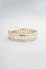 2.86 Ct Baguette Cut Simulated Diamond Eternity Band Ring 14k Yellow Gold Plated