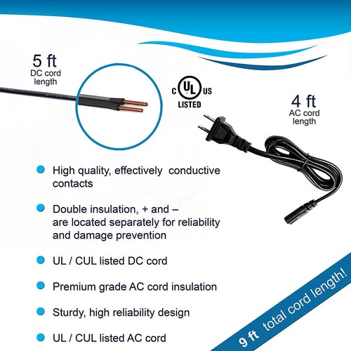 HQRP AC Adaptateur Chargeur pour sony HDR-PJ50V HDR-PJ30V HDR-CX360V DCR-HC47 - Photo 7 sur 7