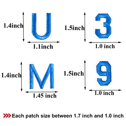 144 Pcs Iron On Letters and Numbers Patches Embroidered AZ 09 for