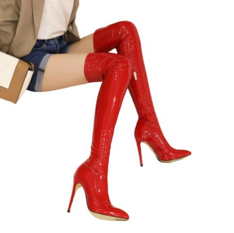 Super High Heel Pointy Toe Thigh High Over The Knee Boots Women Shoes 47 48 49 L